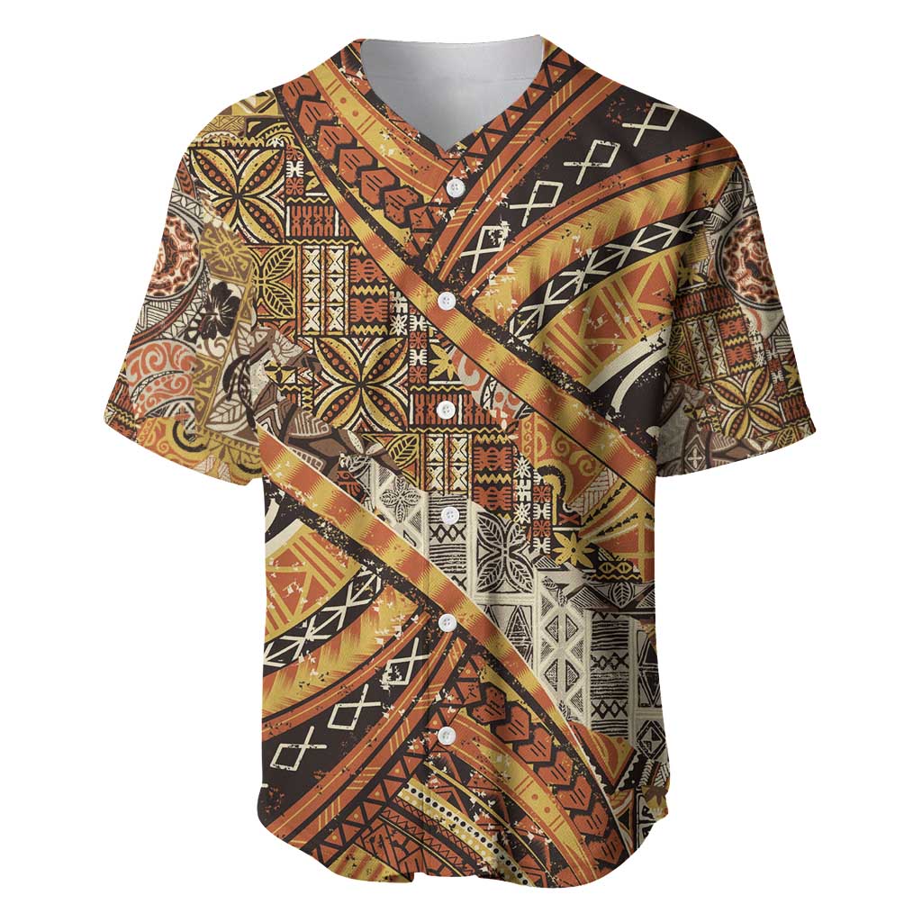 Hawaiian Style Tapa Baseball Jersey Vintage Seamless Pattern - Polynesian Pride
