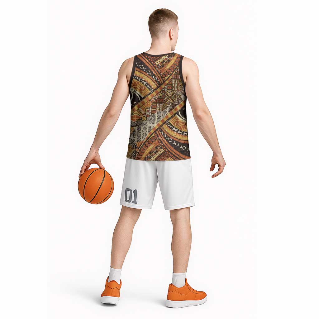 Hawaiian Style Tapa Basketball Jersey Vintage Seamless Pattern LT9 - Polynesian Pride
