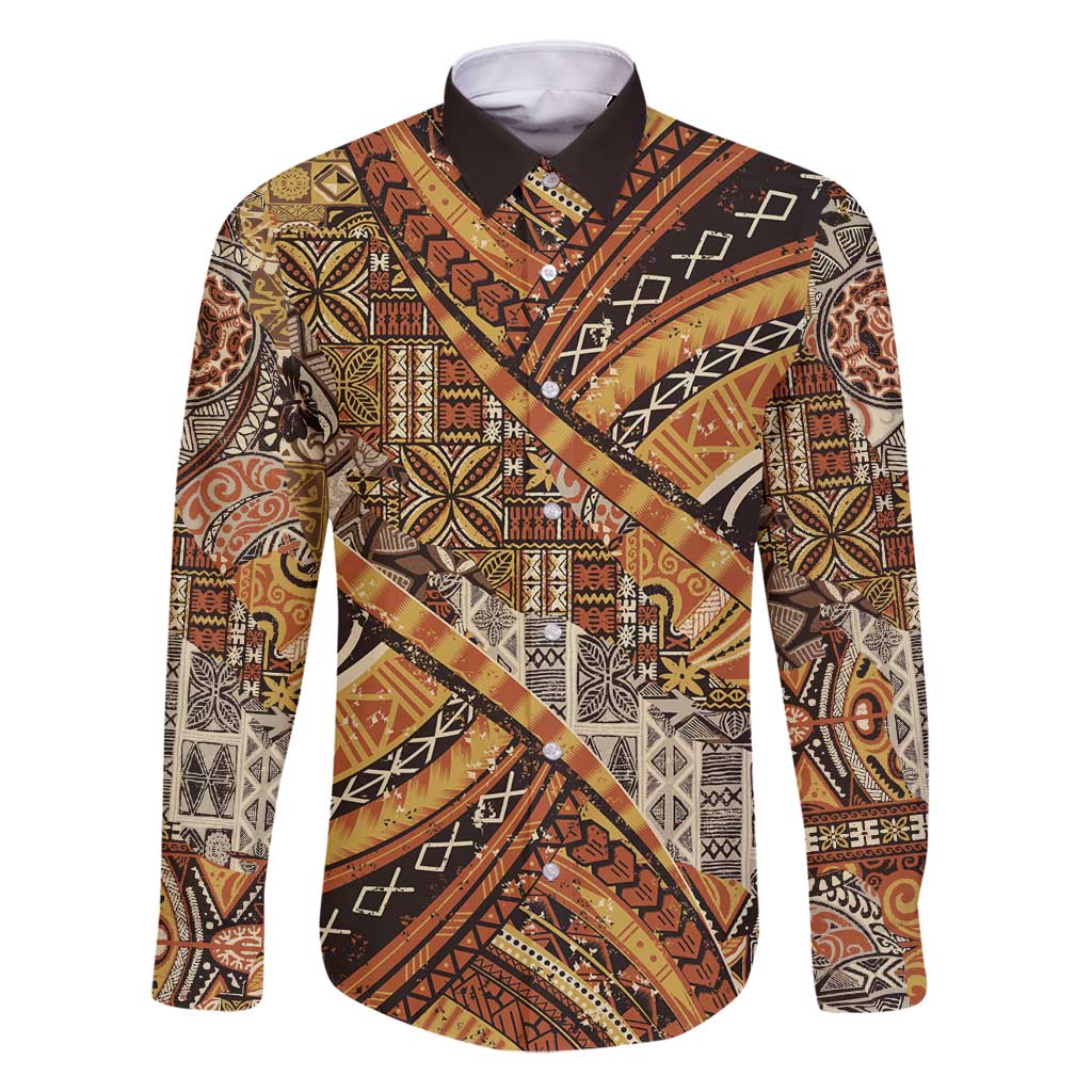 Hawaiian Style Tapa Family Matching Long Sleeve Bodycon Dress and Hawaiian Shirt Vintage Seamless Pattern - Polynesian Pride