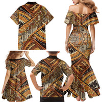 Hawaiian Style Tapa Family Matching Mermaid Dress and Hawaiian Shirt Vintage Seamless Pattern LT9 - Polynesian Pride