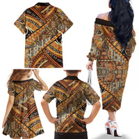 Hawaiian Style Tapa Family Matching Off The Shoulder Long Sleeve Dress and Hawaiian Shirt Vintage Seamless Pattern - Polynesian Pride