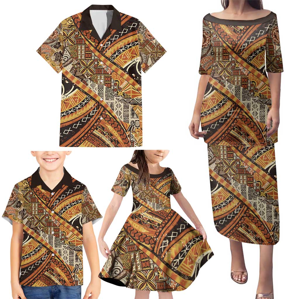 Hawaiian Style Tapa Family Matching Puletasi and Hawaiian Shirt Vintage Seamless Pattern LT9 - Polynesian Pride