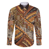 Hawaiian Style Tapa Family Matching Short Sleeve Bodycon Dress and Hawaiian Shirt Vintage Seamless Pattern LT9 Dad's Shirt - Long Sleeve Red - Polynesian Pride
