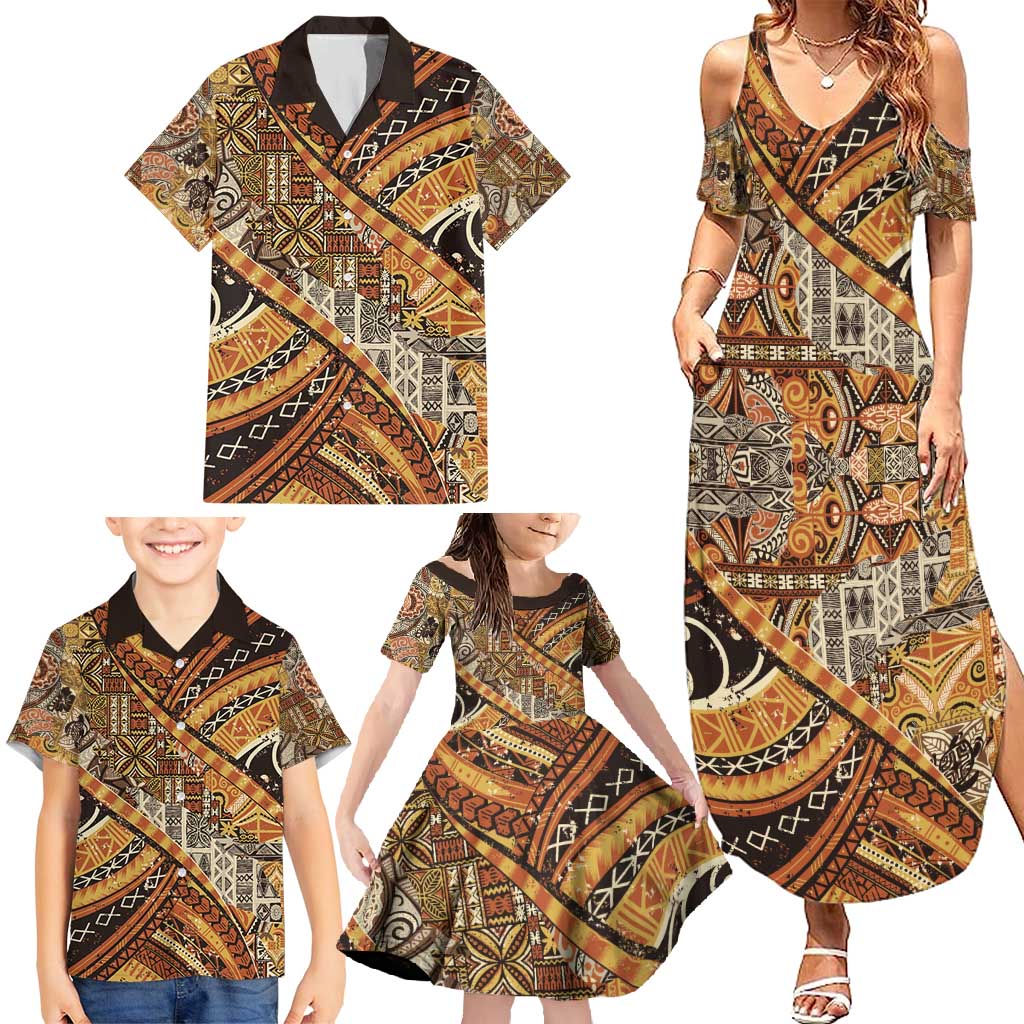 Hawaiian Style Tapa Family Matching Summer Maxi Dress and Hawaiian Shirt Vintage Seamless Pattern LT9 - Polynesian Pride
