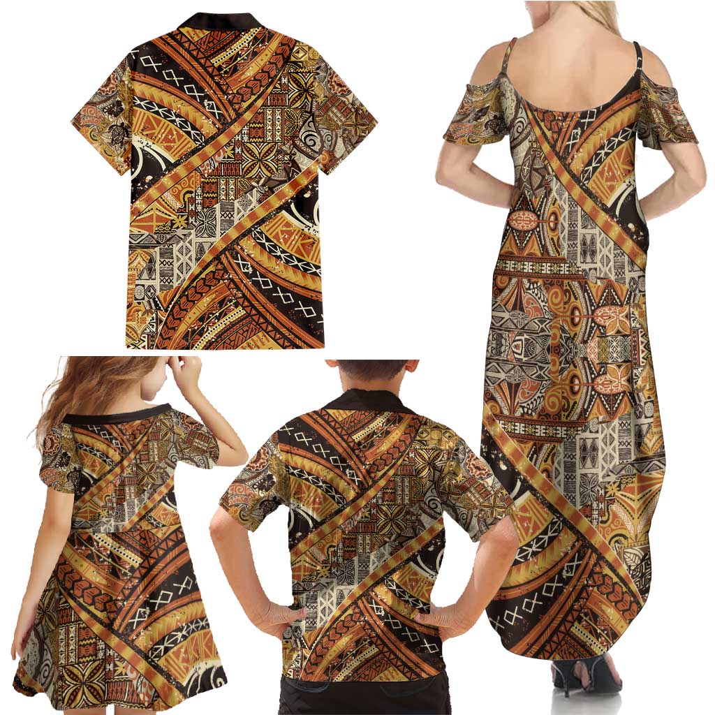 Hawaiian Style Tapa Family Matching Summer Maxi Dress and Hawaiian Shirt Vintage Seamless Pattern LT9 - Polynesian Pride