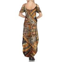 Hawaiian Style Tapa Family Matching Summer Maxi Dress and Hawaiian Shirt Vintage Seamless Pattern LT9 - Polynesian Pride