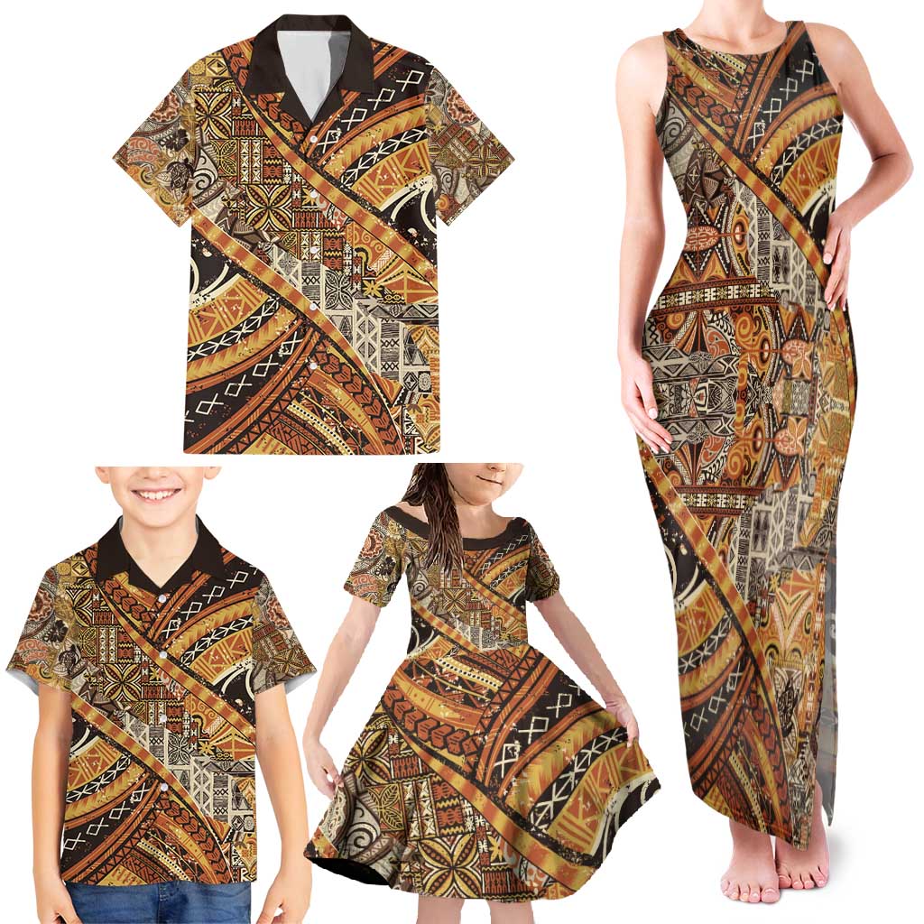 Hawaiian Style Tapa Family Matching Tank Maxi Dress and Hawaiian Shirt Vintage Seamless Pattern LT9 - Polynesian Pride