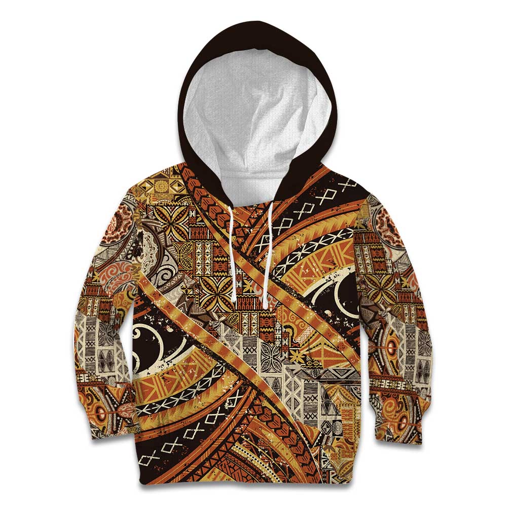 Hawaiian Style Tapa Kid Hoodie Vintage Seamless Pattern - Polynesian Pride