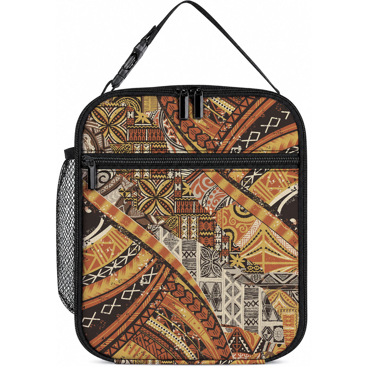 Hawaiian Style Tapa Lunch Bag Vintage Seamless Pattern LT9 10.2 × 8.3 × 4.3 inch Red - Polynesian Pride