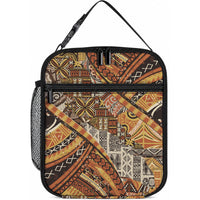 Hawaiian Style Tapa Lunch Bag Vintage Seamless Pattern LT9 10.2 × 8.3 × 4.3 inch Red - Polynesian Pride