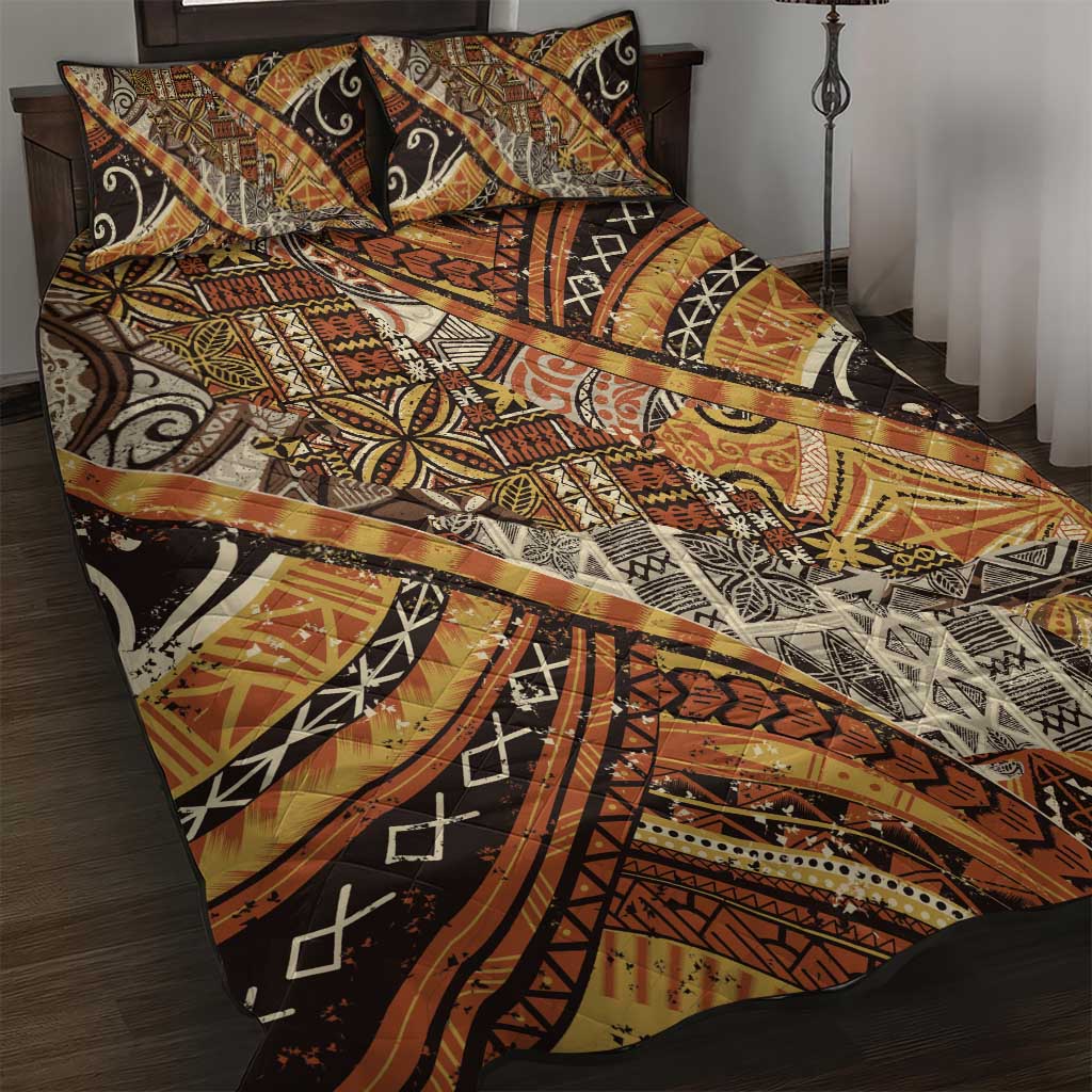 Hawaiian Style Tapa Quilt Bed Set Vintage Seamless Pattern - Polynesian Pride