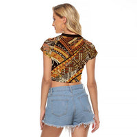 Hawaiian Style Tapa Raglan Cropped T Shirt Vintage Seamless Pattern LT9 - Polynesian Pride