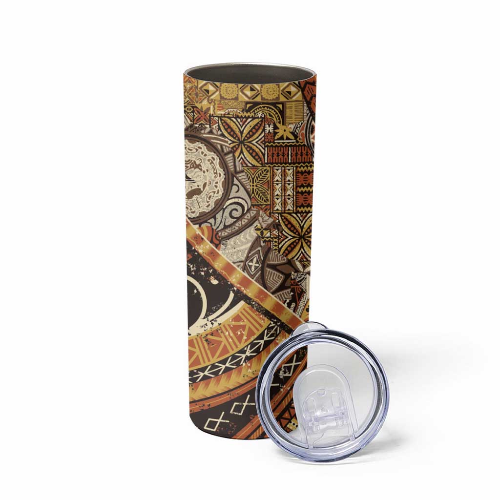 Hawaiian Style Tapa Skinny Tumbler Vintage Seamless Pattern - Polynesian Pride