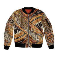 Hawaiian Style Tapa Sleeve Zip Bomber Jacket Vintage Seamless Pattern LT9 Unisex Red - Polynesian Pride