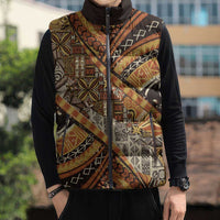 Hawaiian Style Tapa Sleeveless Puffer Jacket Vintage Seamless Pattern - Polynesian Pride