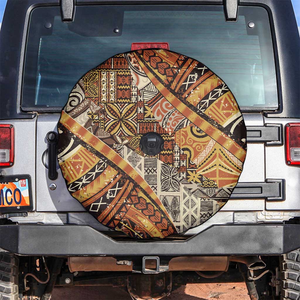 Hawaiian Style Tapa Spare Tire Cover Vintage Seamless Pattern - Polynesian Pride