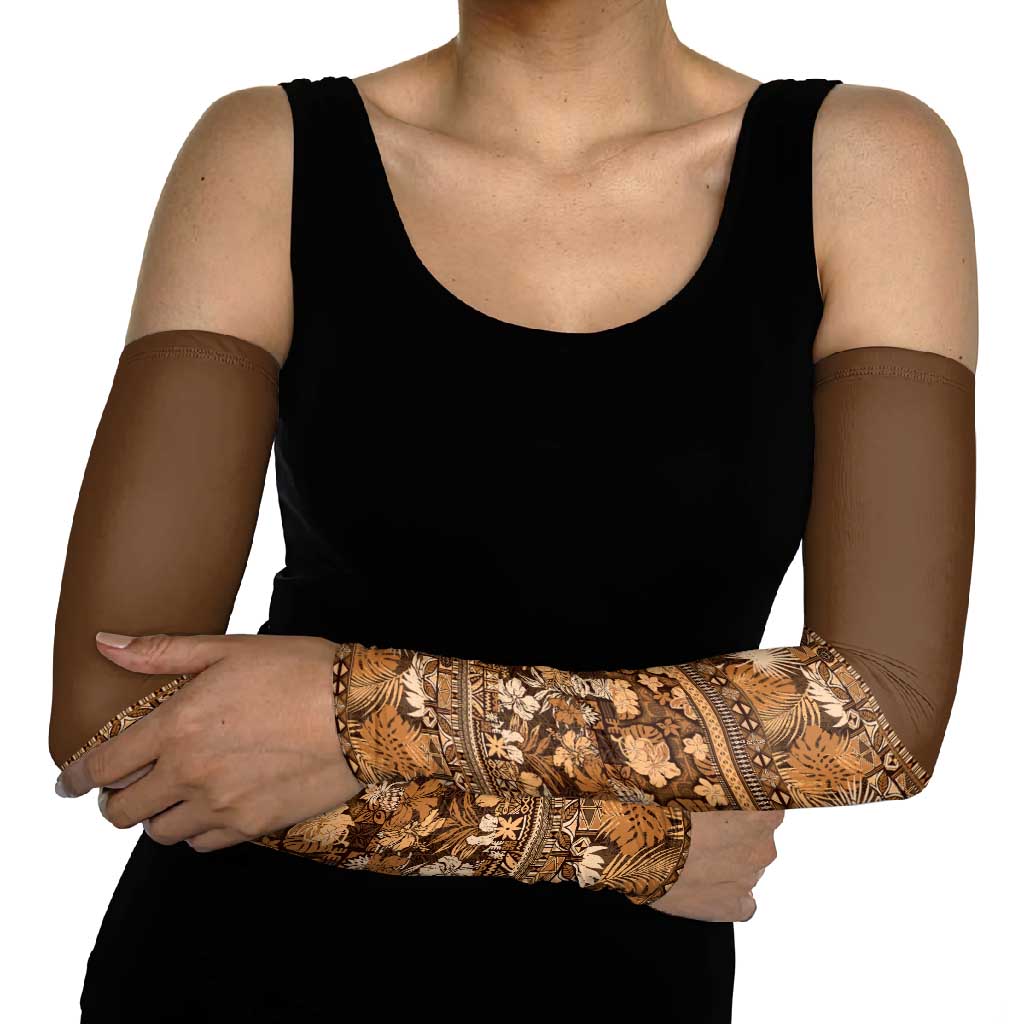 Hawaiian Tribal Elements Hibiscus Arm Sleeves Gold Pattern LT9 - Polynesian Pride