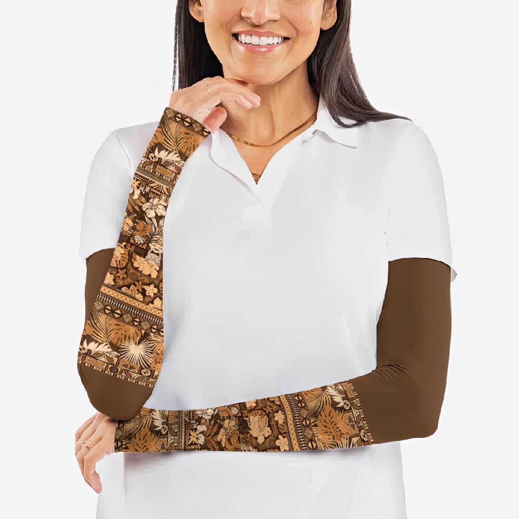 Hawaiian Tribal Elements Hibiscus Arm Sleeves Gold Pattern LT9 - Polynesian Pride
