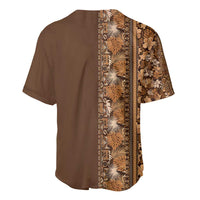 Hawaiian Tribal Elements Hibiscus Baseball Jersey Gold Pattern - Polynesian Pride