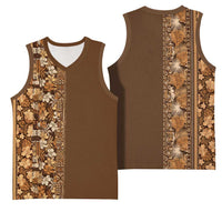 Hawaiian Tribal Elements Hibiscus Basketball Jersey Gold Pattern LT9 - Polynesian Pride