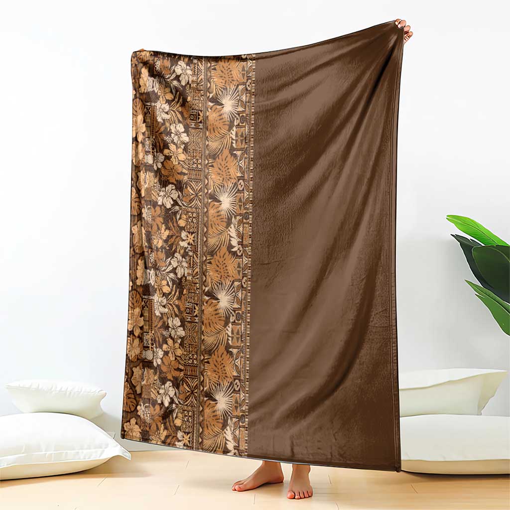 Hawaiian Tribal Elements Hibiscus Blanket Gold Pattern - Polynesian Pride
