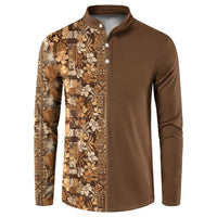 Hawaiian Tribal Elements Hibiscus Button Sweatshirt Gold Pattern - Polynesian Pride