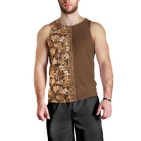 Hawaiian Tribal Elements Hibiscus Men Tank Top Gold Pattern - Polynesian Pride