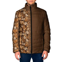 Hawaiian Tribal Elements Hibiscus Padded Jacket Gold Pattern LT9 Men Gold - Polynesian Pride