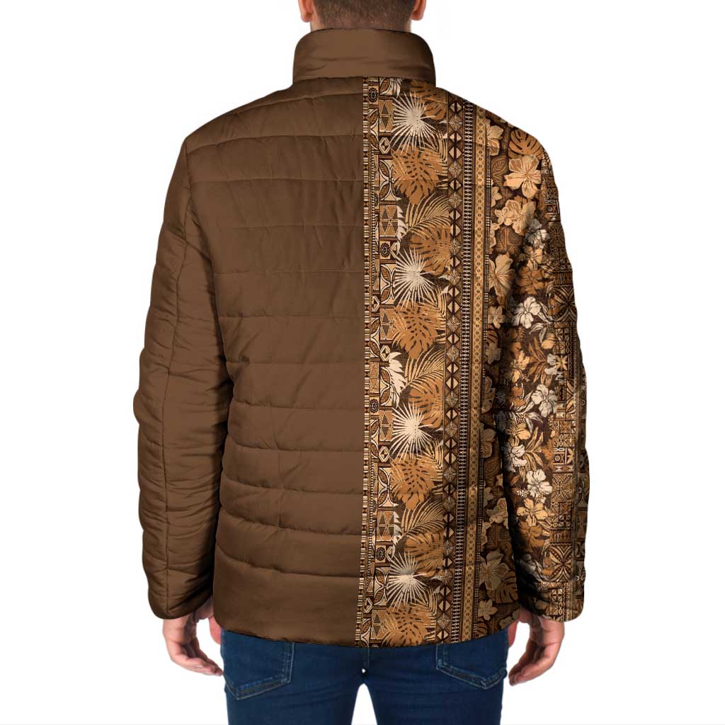 Hawaiian Tribal Elements Hibiscus Padded Jacket Gold Pattern LT9 - Polynesian Pride