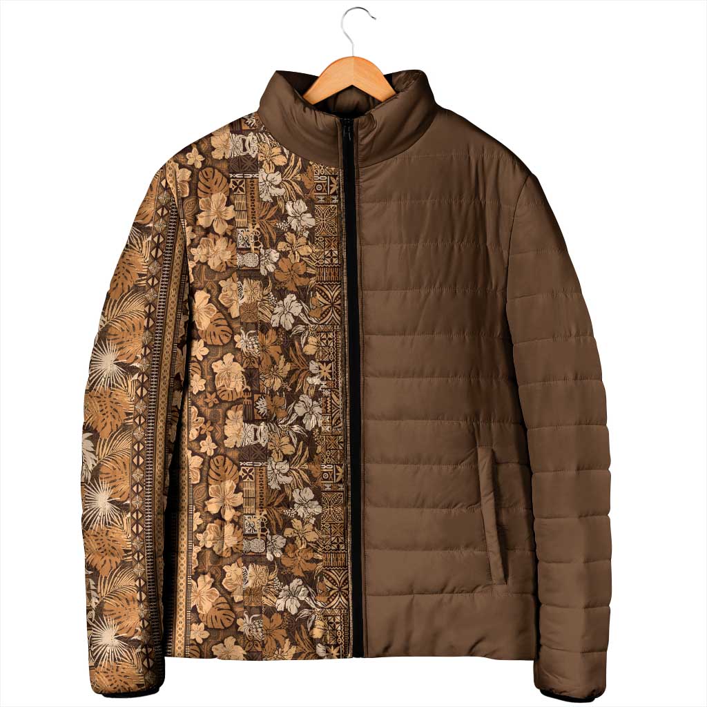 Hawaiian Tribal Elements Hibiscus Padded Jacket Gold Pattern LT9 - Polynesian Pride