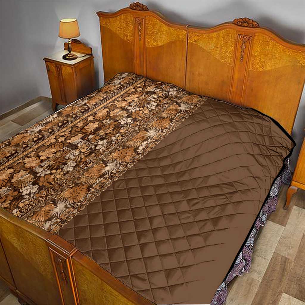 Hawaiian Tribal Elements Hibiscus Quilt Gold Pattern - Polynesian Pride