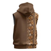 Hawaiian Tribal Elements Hibiscus Sleeveless Hoodie Gold Pattern LT9 - Polynesian Pride