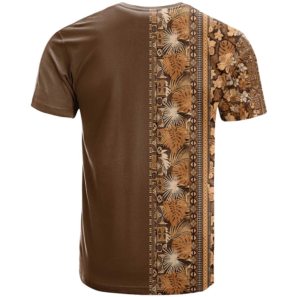 Hawaiian Tribal Elements Hibiscus T Shirt Gold Pattern - Polynesian Pride