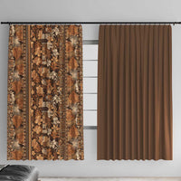 Hawaiian Tribal Elements Hibiscus Window Curtain Gold Pattern LT9 With Hooks Gold - Polynesian Pride