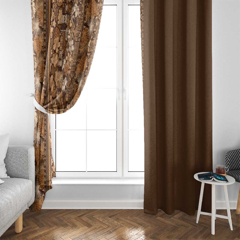 Hawaiian Tribal Elements Hibiscus Window Curtain Gold Pattern LT9 - Polynesian Pride