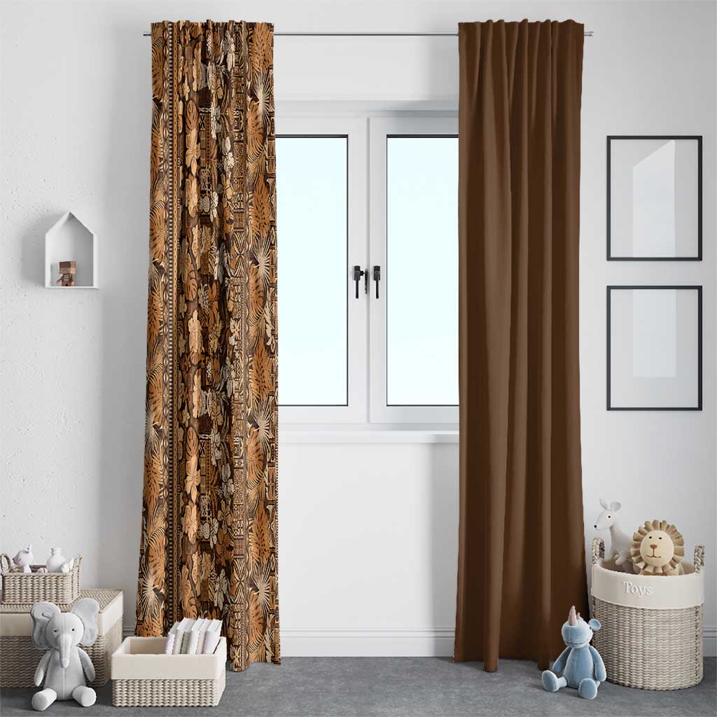 Hawaiian Tribal Elements Hibiscus Window Curtain Gold Pattern LT9 - Polynesian Pride