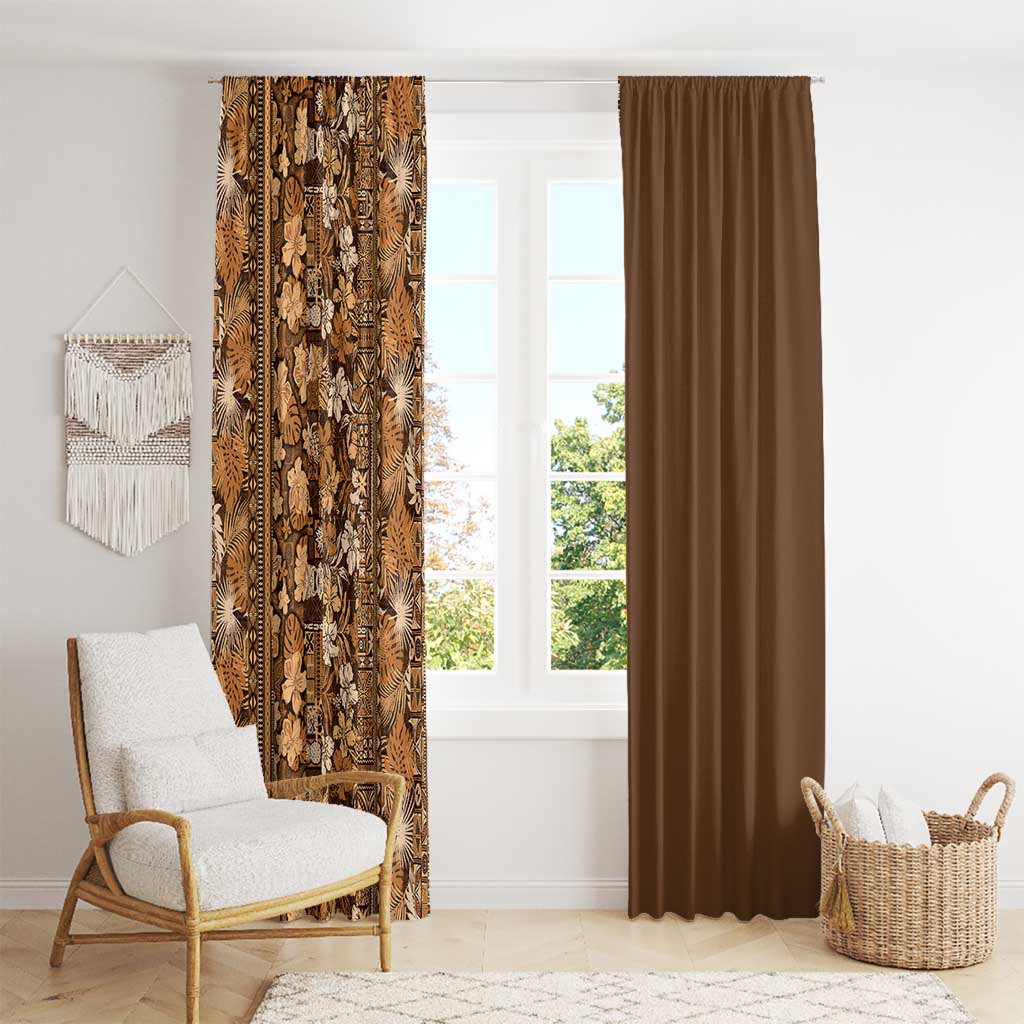 Hawaiian Tribal Elements Hibiscus Window Curtain Gold Pattern LT9 - Polynesian Pride