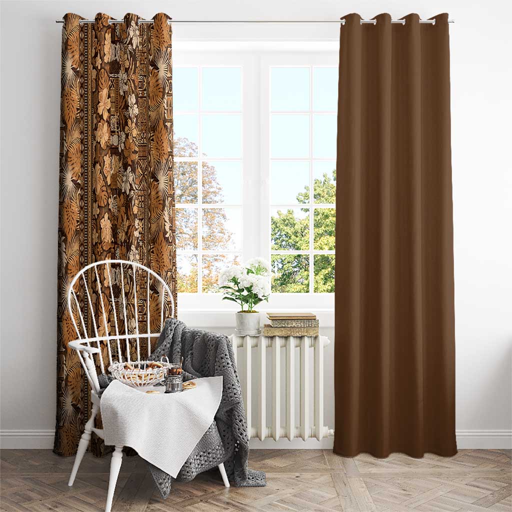 Hawaiian Tribal Elements Hibiscus Window Curtain Gold Pattern LT9 - Polynesian Pride