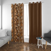 Hawaiian Tribal Elements Hibiscus Window Curtain Gold Pattern LT9 With Grommets Gold - Polynesian Pride