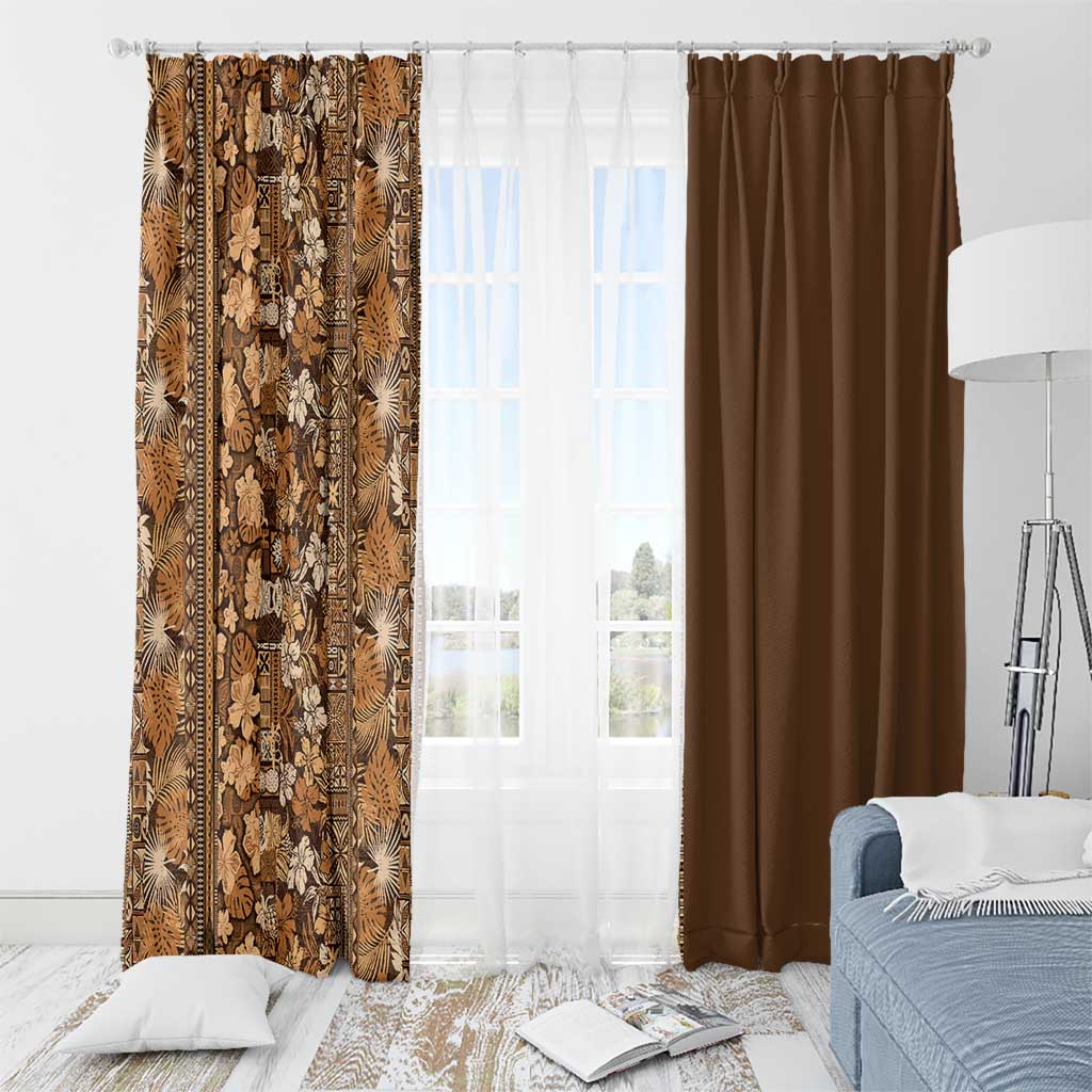 Hawaiian Tribal Elements Hibiscus Window Curtain Gold Pattern LT9 - Polynesian Pride