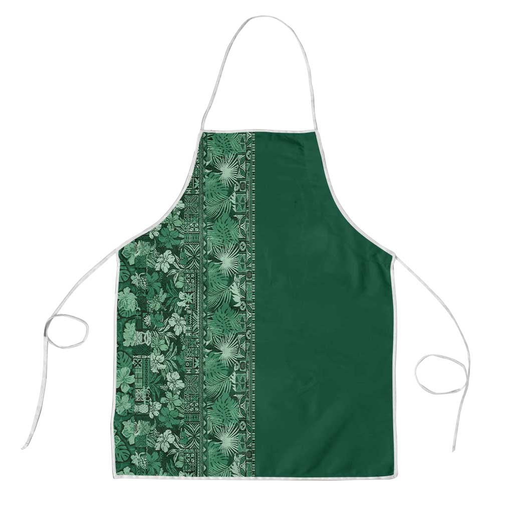 Hawaiian Tribal Elements Hibiscus Apron Green Pattern - Polynesian Pride