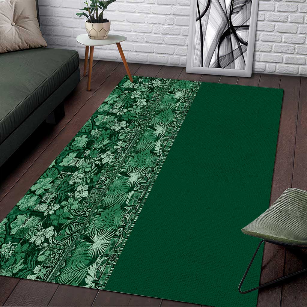 Hawaiian Tribal Elements Hibiscus Area Rug Green Pattern - Polynesian Pride
