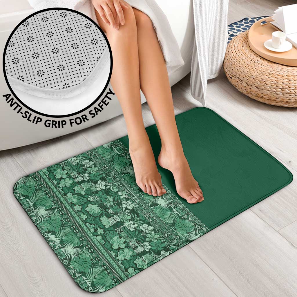 Hawaiian Tribal Elements Hibiscus Bathroom Set Green Pattern - Polynesian Pride