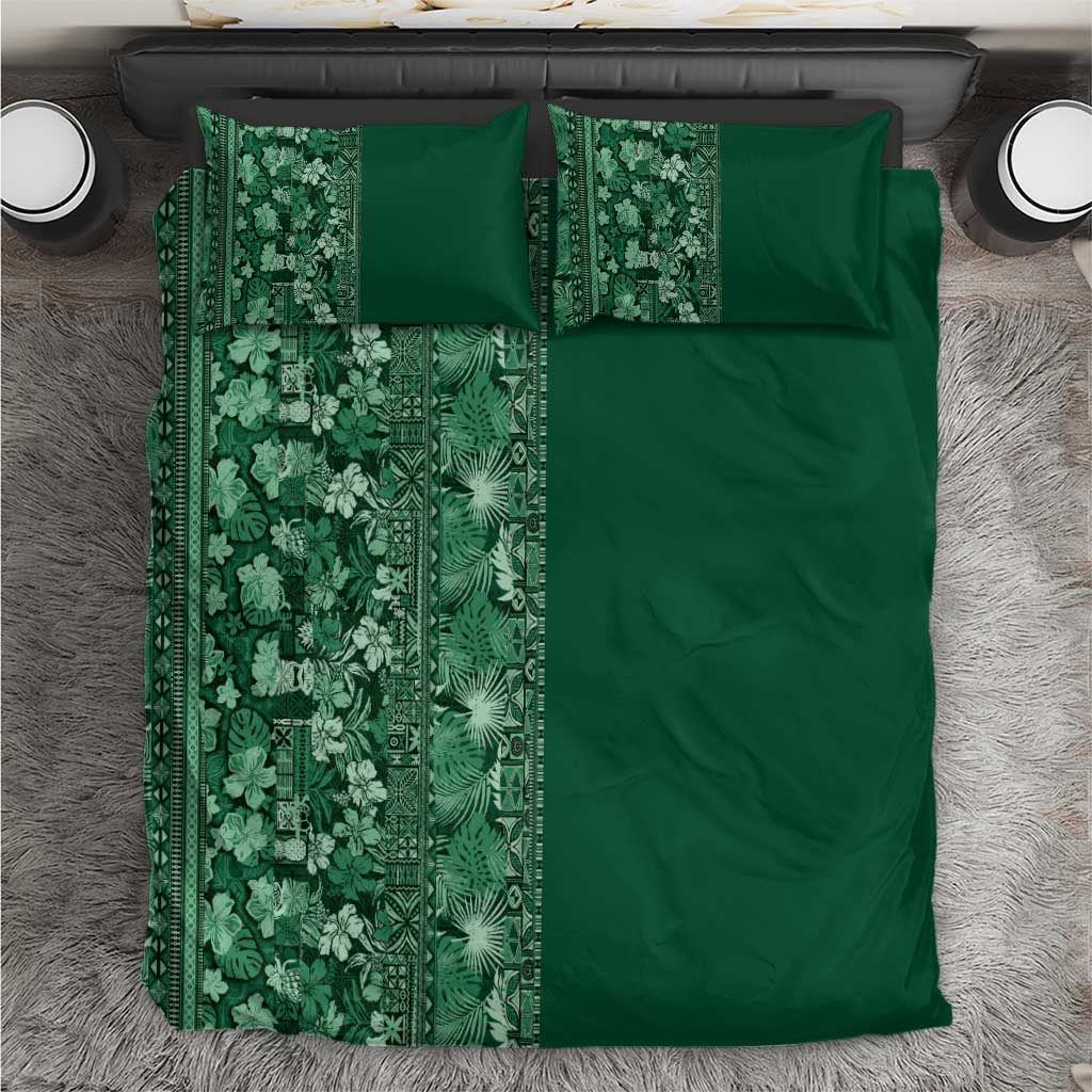 Hawaiian Tribal Elements Hibiscus Bedding Set Green Pattern - Polynesian Pride