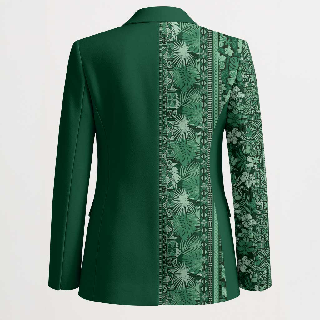 Hawaiian Tribal Elements Hibiscus Blazer Green Pattern LT9 - Polynesian Pride