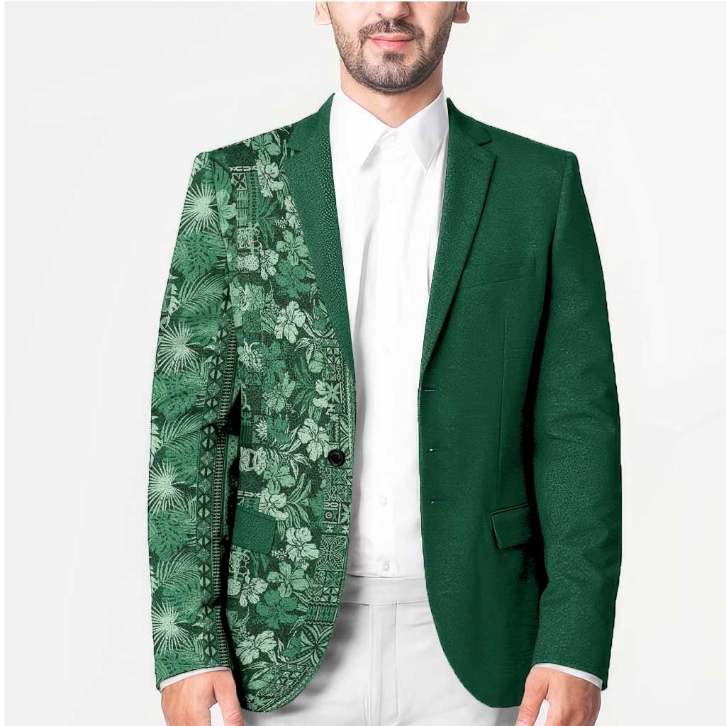Hawaiian Tribal Elements Hibiscus Blazer Green Pattern LT9 - Polynesian Pride
