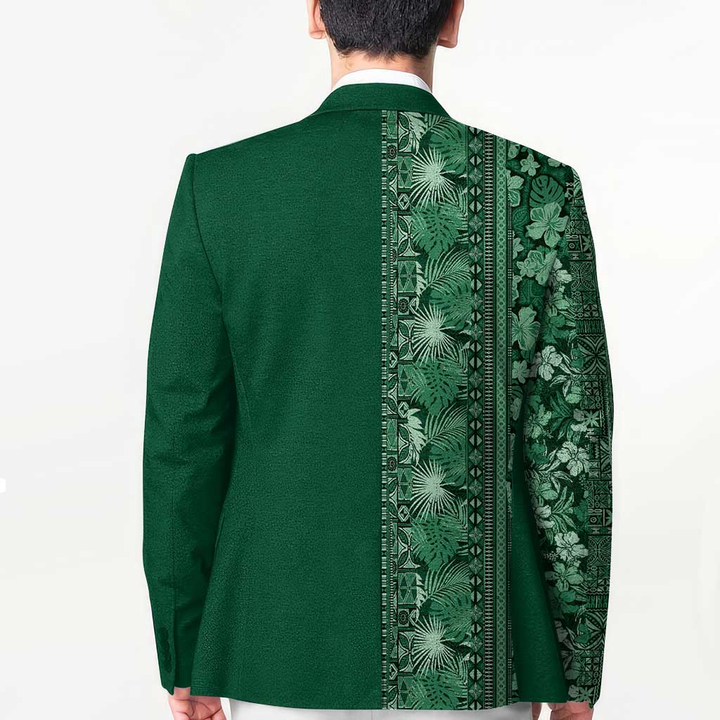 Hawaiian Tribal Elements Hibiscus Blazer Green Pattern LT9 - Polynesian Pride