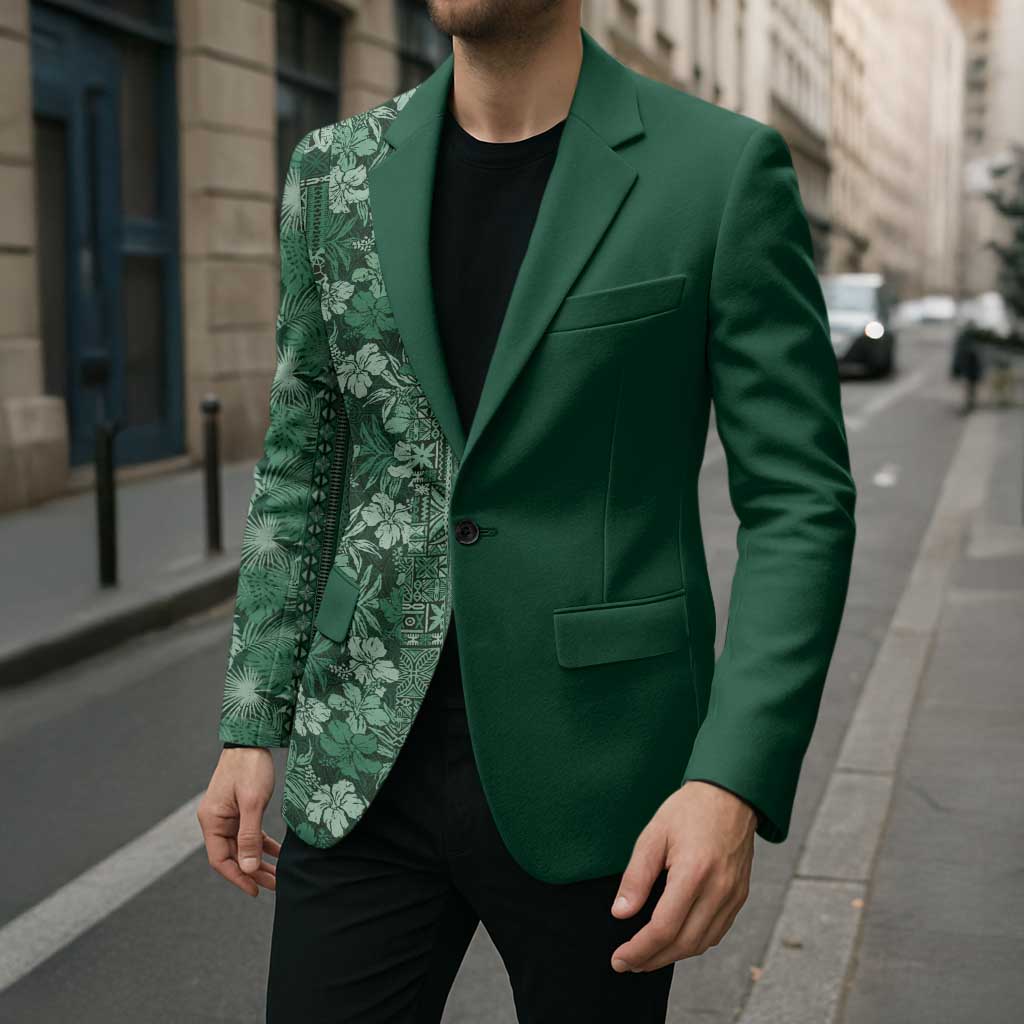 Hawaiian Tribal Elements Hibiscus Blazer Green Pattern LT9 - Polynesian Pride