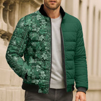 Hawaiian Tribal Elements Hibiscus Bomber Puffer Jacket Green Pattern LT9 - Polynesian Pride