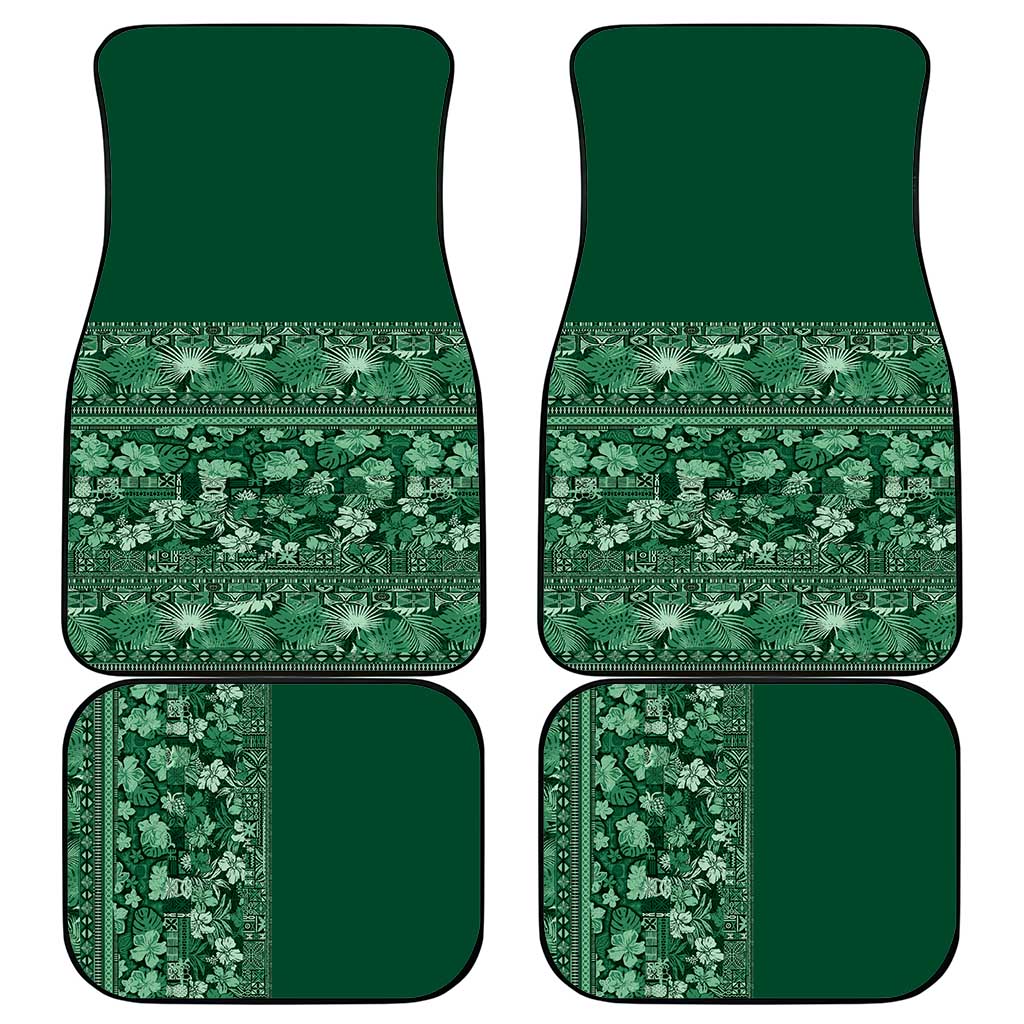 Hawaiian Tribal Elements Hibiscus Car Mats Green Pattern - Polynesian Pride